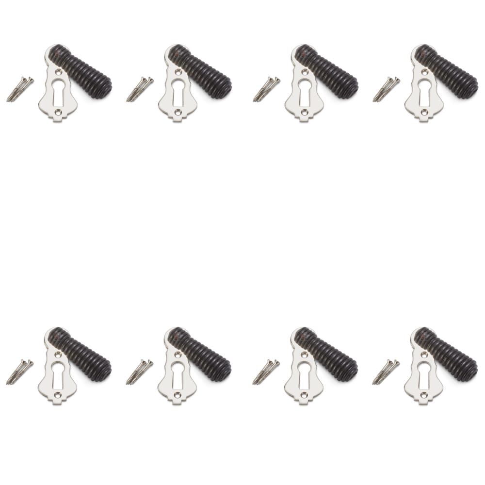 Pack of 8 Ebonised Polished Nickel Beehive Escutcheons