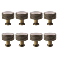 Thumbnail for Pack of 8 large antique brass knurled cupboard knobs