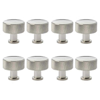 Thumbnail for Pack of 8 large polished nickel knurled cupboard knobs