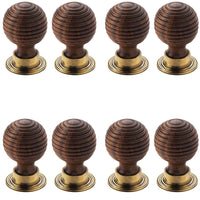 Thumbnail for pack of 8 large rosewood aged brass beehive cupboard knobs