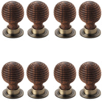 Thumbnail for pack of 8 large rosewood beehive cupboard door knobs antique brass