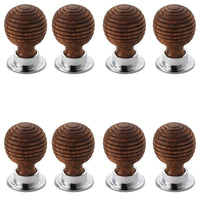 Thumbnail for Pack of 8 large rosewood polished chrome beehive cupboard door knobs