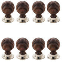 Thumbnail for Pack of 8 Large Rosewood Polished Nickel Beehive Cupboard Knobs