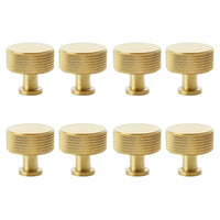 Thumbnail for Pack of 8 large satin brass knurled cupboard knobs