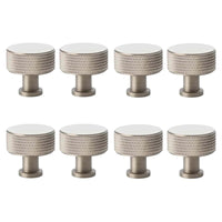 Thumbnail for Pack of 8 large satin nickel knurled cupboard knobs