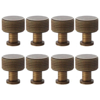 Thumbnail for Pack of 8 small antique brass knurled cupboard knobs