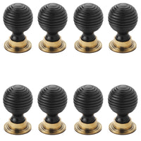 Thumbnail for Pack of 8 small 32mm ebonised black beehive cupboard door knobs