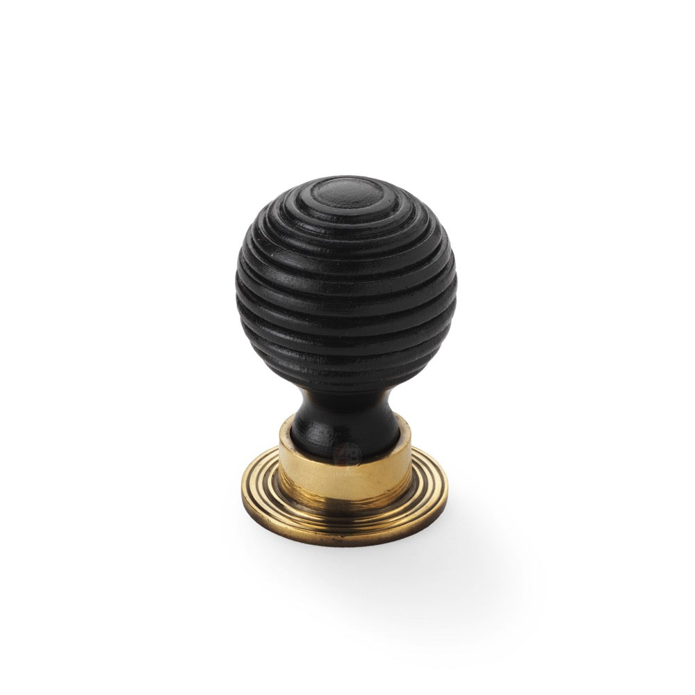 Small 32mm ebonised black beehive cupboard door knob