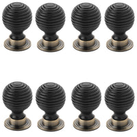 Thumbnail for Pack of 8 small 32mm ebonised black beehive cupboard door knobs