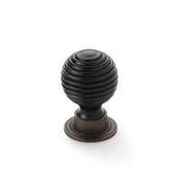 Thumbnail for Small 32mm black ebonised matt antique beehive cupboard door knob