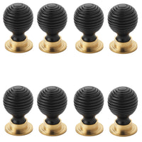 Thumbnail for Pack of 8 32mm small ebonised black beehive cupboard door knobs