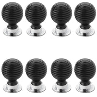 Thumbnail for 8 Pack of 32mm small ebonised black beehive cupboard door knobs