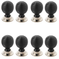 Thumbnail for Pack of 8 small 32mm black ebonised beehive cupboard door knobs