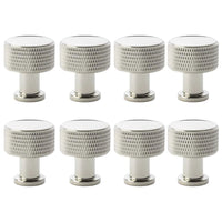 Thumbnail for Pack of 8 small polished nickel knurled cupboard knobs