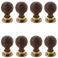 Thumbnail for Pack of 8 Small Rosewood Aged Brass Beehive Cupboard Knobs