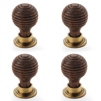 Thumbnail for Pack of 4 small rosewood aged brass beehive cupboard door knobs