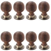 Thumbnail for pack of 8 small rosewood antique brass beehive cupboard door knobs