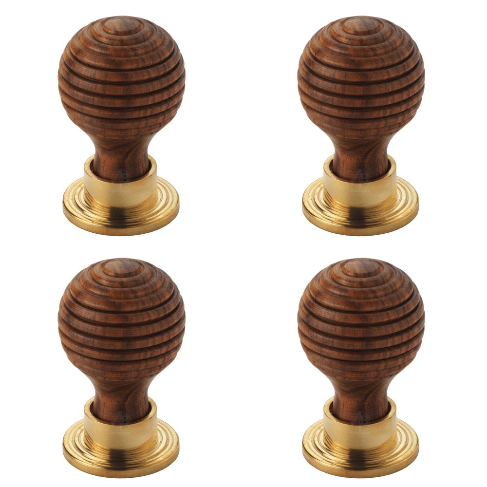 Pack of 4 small rosewood beehive cupboard door knobs