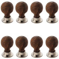 Thumbnail for Pack of 8 Small Rosewood Polished Nickel Beehive Cupboard Knobs