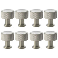 Thumbnail for Pack of 8 small satin nickel knurled cupboard knobs