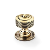 Thumbnail for Pewter Cast Iron Cromwell Rim Lock Reeded Aged Brass Door Knobs