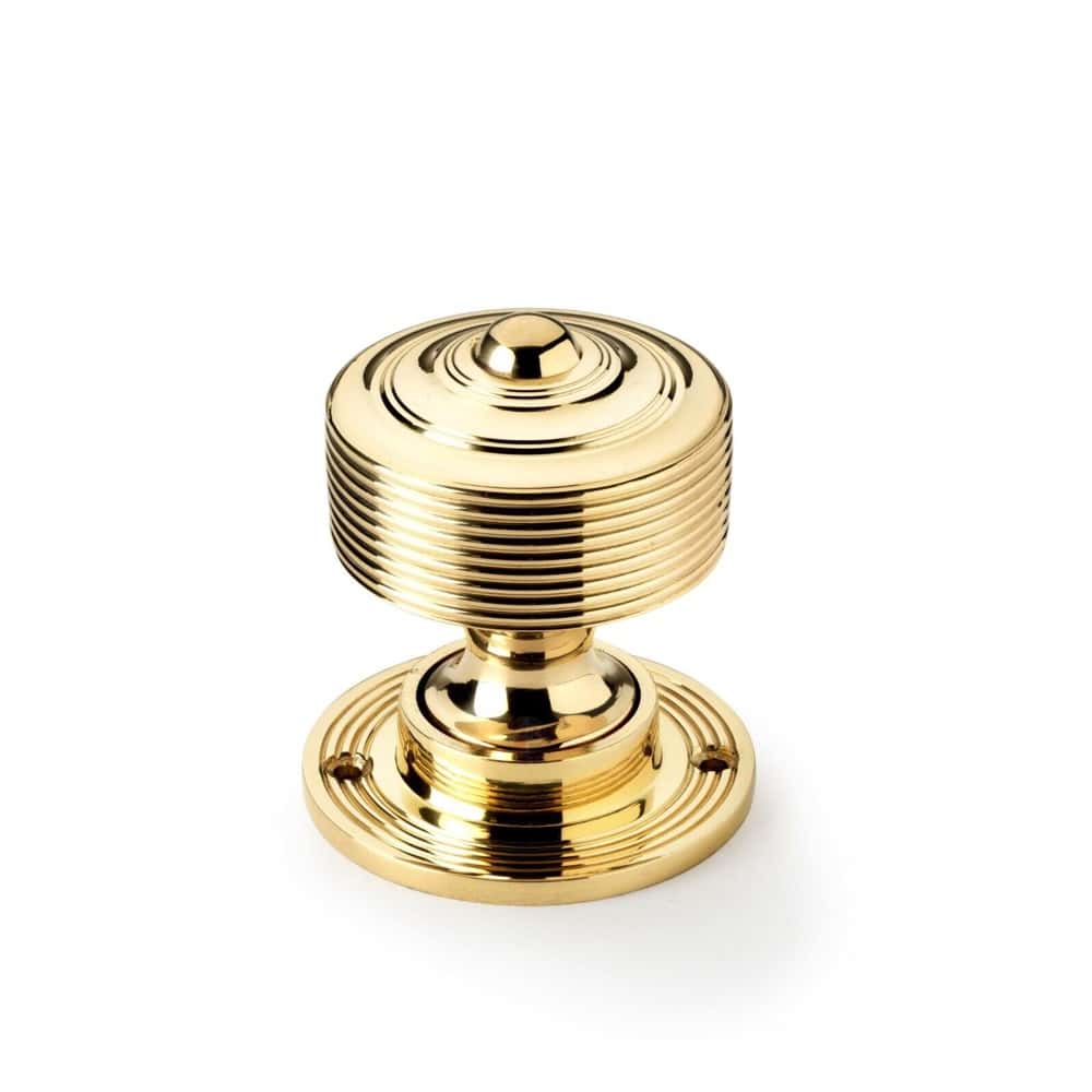 Pewter Cast Iron Cromwell Rim Lock Reeded Polished Brass Door Knobs