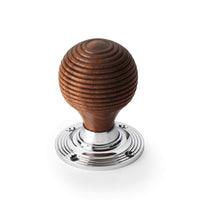 Thumbnail for Pewter Cast Iron Cromwell Rim Lock Rosewood Polished Chrome Beehive Door Knobs