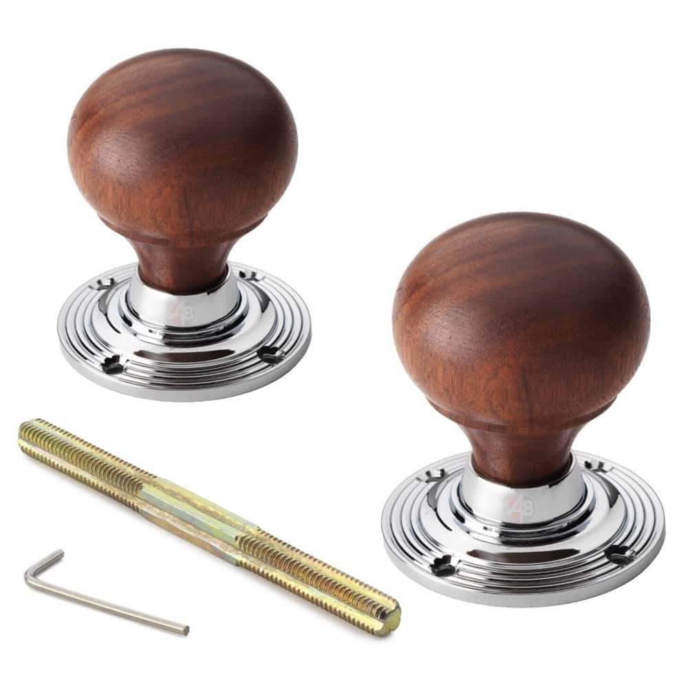 Pewter Cast Iron Cromwell Rim Lock Rosewood Polished Chrome Bun Door Knobs