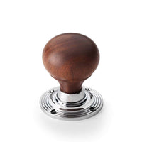 Thumbnail for Pewter Cast Iron Cromwell Rim Lock Rosewood Polished Chrome Bun Door Knobs