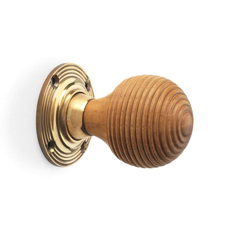 Pewter Cast Iron Cromwell Rim Lock Teak Wood Aged Brass Beehive Door Knobs