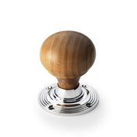 Thumbnail for Pewter Cast Iron Cromwell Rim Lock Teak Wood Polished Chrome Bun Door Knobs