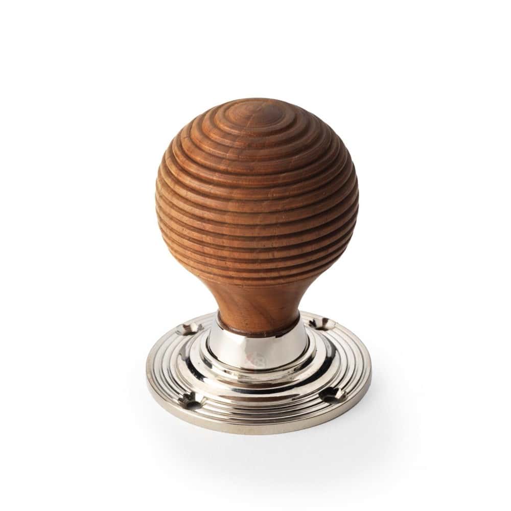 Pewter Cast Iron Cromwell Rim Lock Teak Wood Polished Nickel Beehive Door Knobs