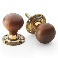 Thumbnail for Pewter Cast Iron Davenport Rim Lock Rosewood Aged Brass Wood Bun Door Knobs