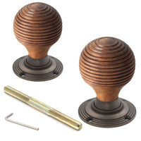 Thumbnail for Pewter Cast Iron Davenport Rim Lock Rosewood Antique Brass Beehive Door Knobs