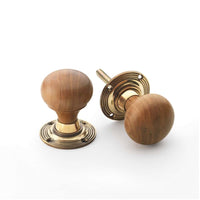 Thumbnail for Pewter Cast Iron Davenport Rim Lock Teak Wood Aged Solid Brass Bun Door Knobs