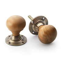 Thumbnail for Pewter Cast Iron Davenport Rim Lock Teak Wood Antique Solid Brass Bun Door Knobs