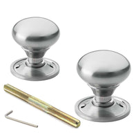 Thumbnail for Pewter Cast Iron Regency Rim Lock 50mm Satin Chrome Mushroom Door Knobs