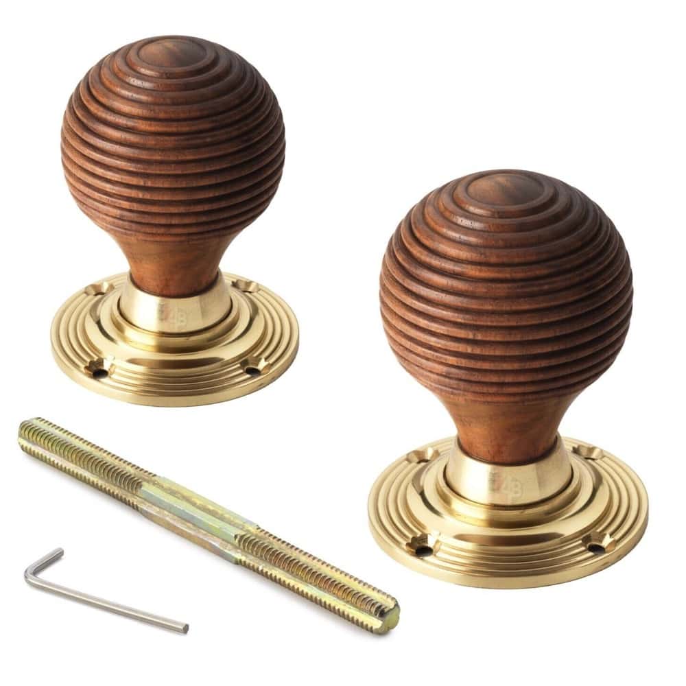 Pewter Cast Iron Regency Rim Lock Rosewood Polished Brass Beehive Door Knobs