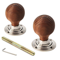 Thumbnail for Pewter Cast Iron Regency Rim Lock Rosewood Polished Nickel Beehive Door Knobs