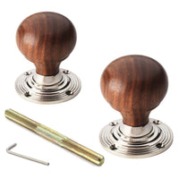 Thumbnail for Pewter Cast Iron Regency Rim Lock Rosewood Polished Nickel Bun Door Knobs