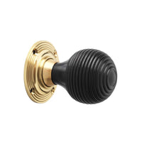 Thumbnail for Polished Brass Davenport Rim Lock Ebonised Polished Brass Beehive Door Knobs