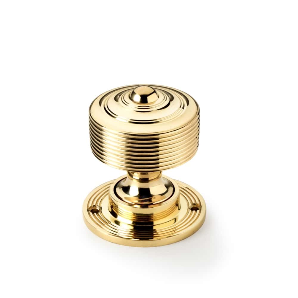 Polished Brass Davenport Rim Lock Polished Brass Reeded Door Knobs