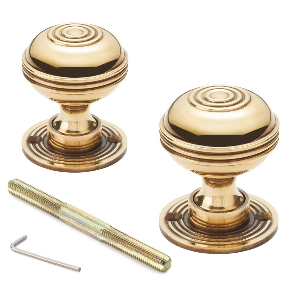 Polished Brass Floral Rim Lock Aged Brass Bloxwich Door Knobs