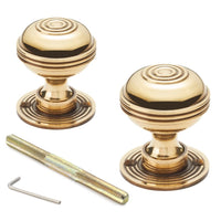 Thumbnail for Polished Brass Floral Rim Lock Aged Brass Bloxwich Door Knobs