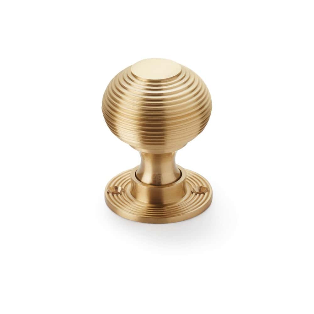 Polished Brass Floral Rim Lock Heavy Satin Brass Beehive Door Knobs