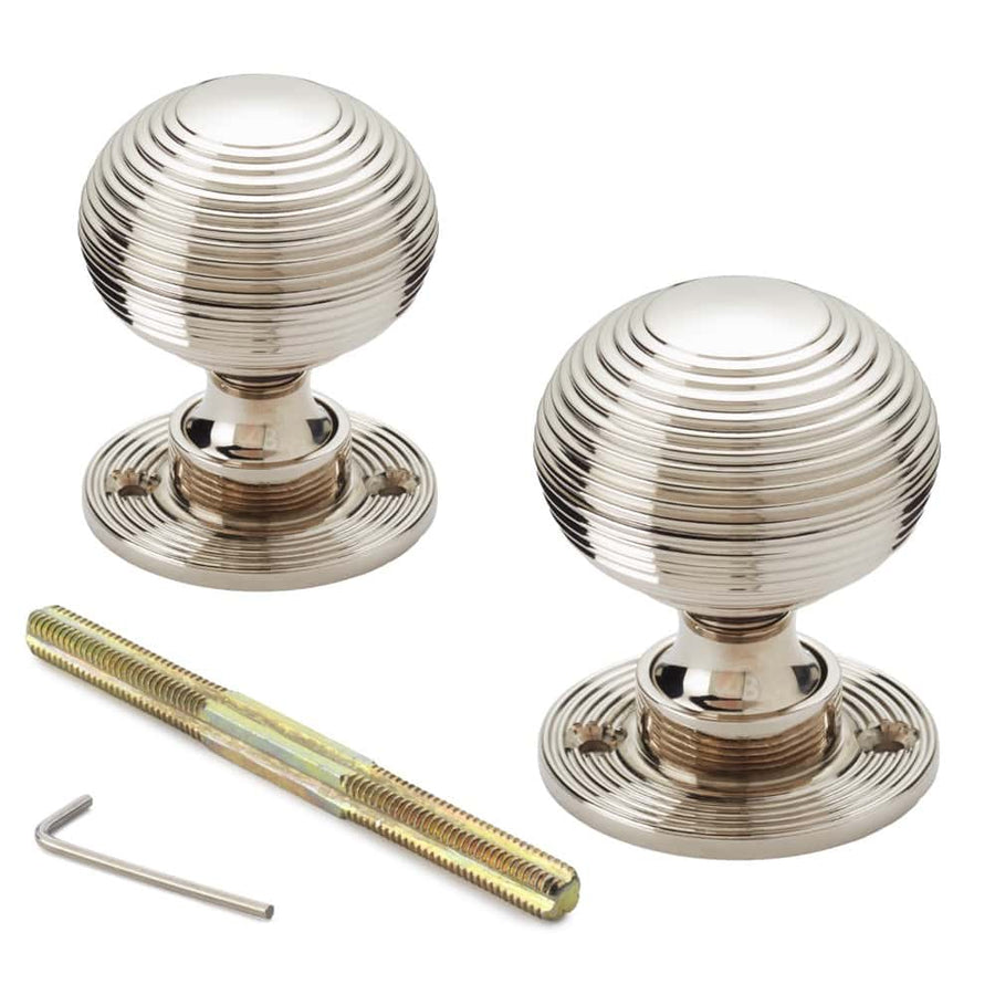 9 Pairs Of Polished Nickel Beehive Door Knobs