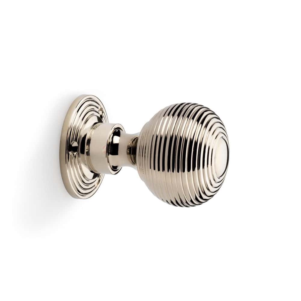 Polished Nickel Hollow Beehive Door Knobs