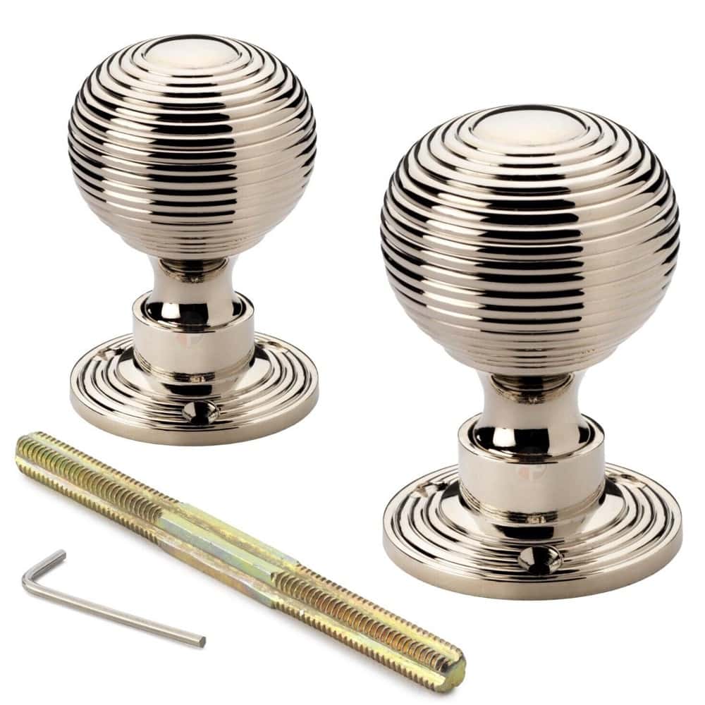 Polished Nickel Hollow Beehive Door Knobs