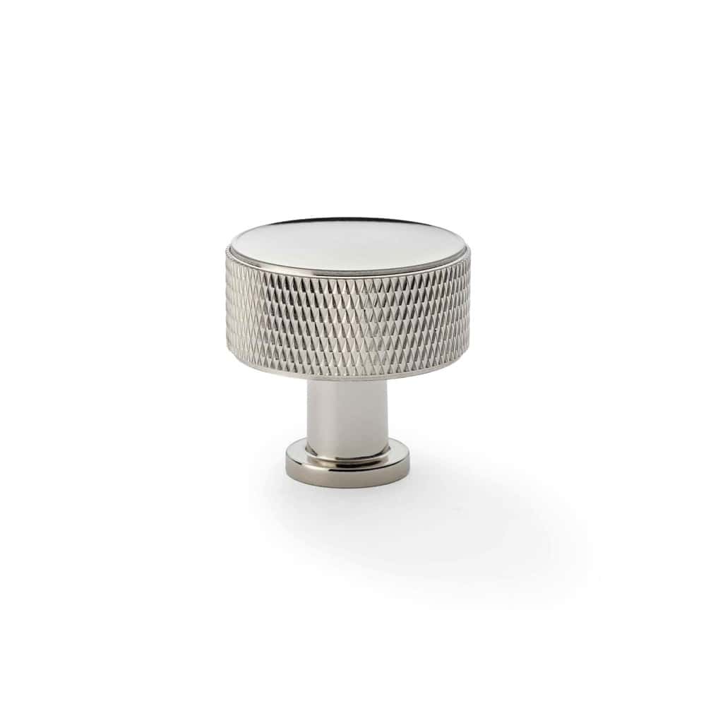 Large Polished Nickel Knurled Cupboard Knob