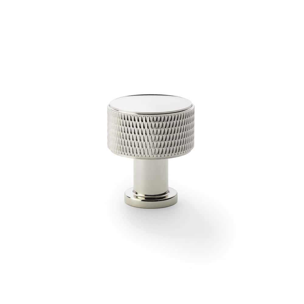 Small Polished Nickel Knurled Cupboard Knob